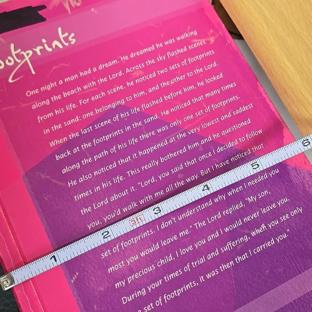 Footprints journal hardcover Inspiration Book jot notes pink and colorful pages